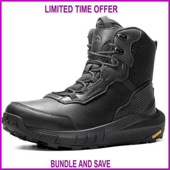 Men's Waterproof Tactical Work Boots Lightweight Leather Non-Slip Combat